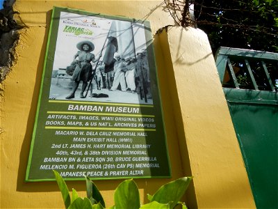 Bamban, Tarlac Museum, WWII Exhibit, No. 6 Rizal Avenue Old MacArthur Highway, Lourdes, Bamban, Tarlac; Macario W. Dela Cruz Memorial Hall, 2nd Lt. James H. Hart Memorial Library. 40th, 43rd & 38t photo