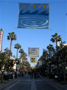 View of the Third Street Promenade in Santa Monica, California.