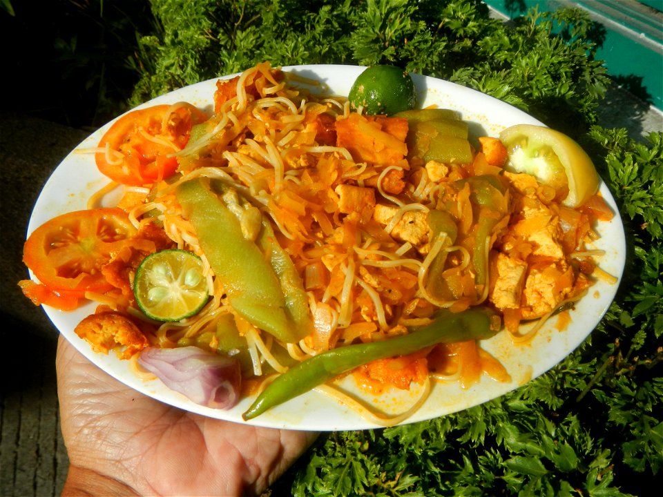 Sautéed sponge gourd and carica papaya with Jiangnan style noodle and annatto Ginisang Papaya  List of Philippine dishes  Sautéing  Sau Tao Sau Tao Jiangnan Style Noodles (Original Flavour) & XO s