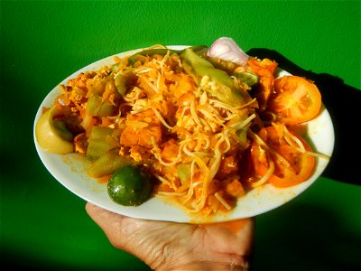 Sautéed sponge gourd and carica papaya with Jiangnan style noodle and annatto Ginisang Papaya  List of Philippine dishes  Sautéing  Sau Tao Sau Tao Jiangnan Style Noodles (Original Flavour) & XO s