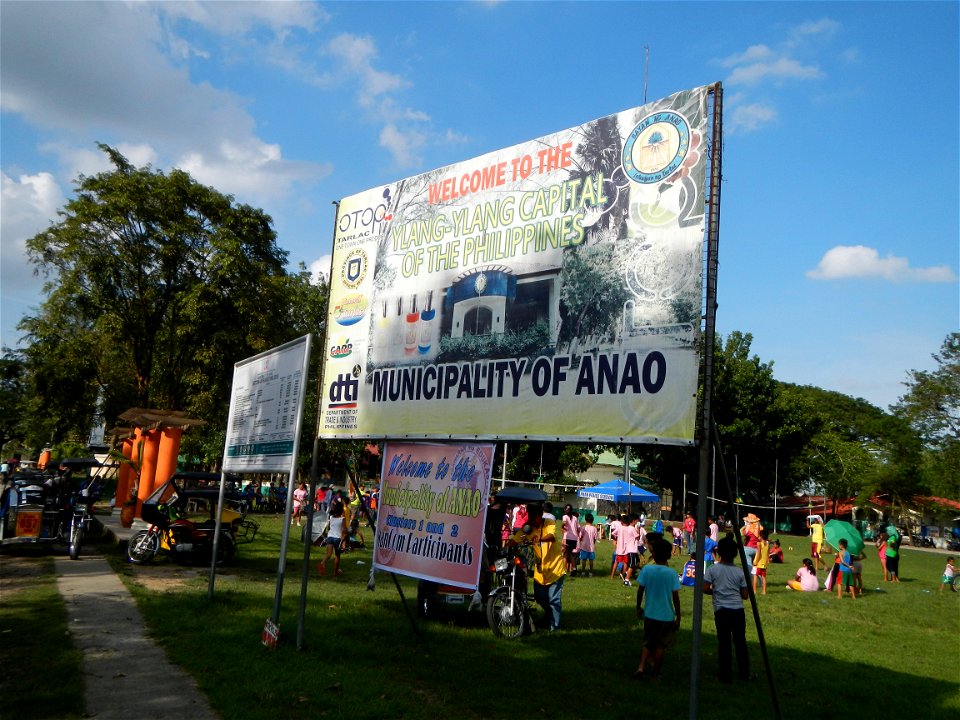 Anao, Tarlac Town Marker and Municipal Plaza, (in Barangay Poblacion, Anao, Tarlac, Tarlac Province, Cananga odorata ylang-ylang is Tagalog word ilang, meaning "wilderness", Capital of the Philippines