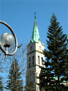 Church tower in Zakopane on Krupowki street photo