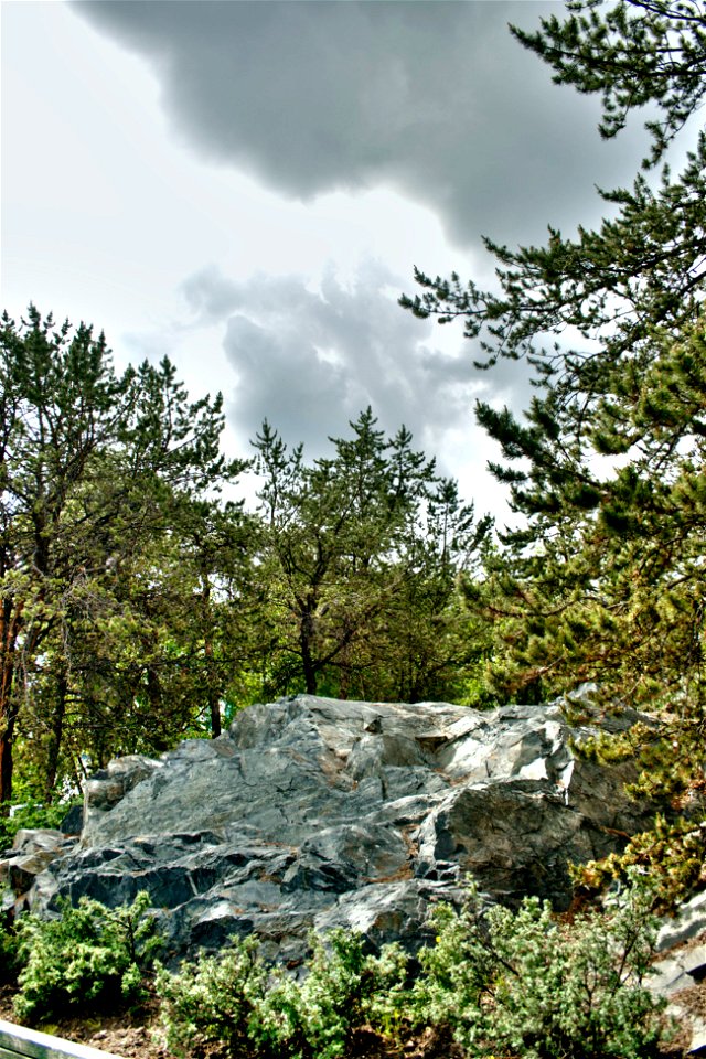 A rock garden near the City Hall, Yellowknife, Northwest Territories, Canada.