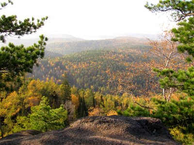 View from the rock "Ded" in Stolby Nature Reserve, Krasnoyarsk, Russia