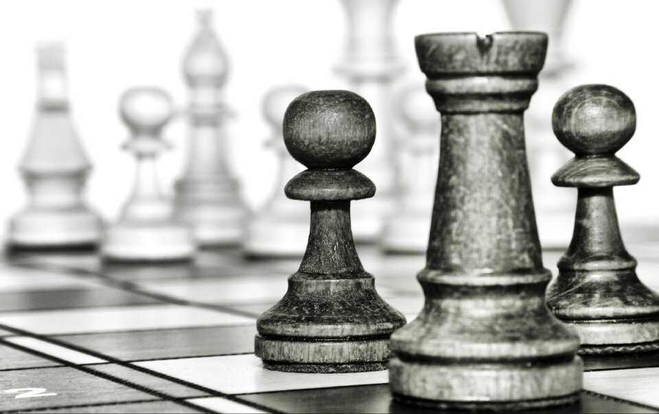Pawn figurines checkerboard