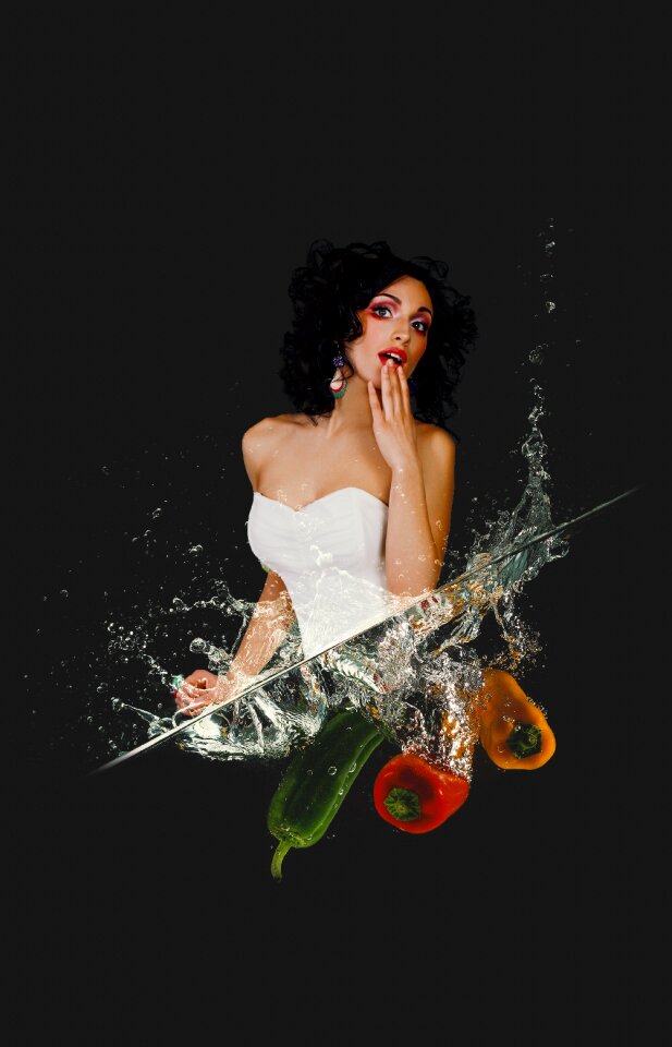 Fashion photo manipulation water splash