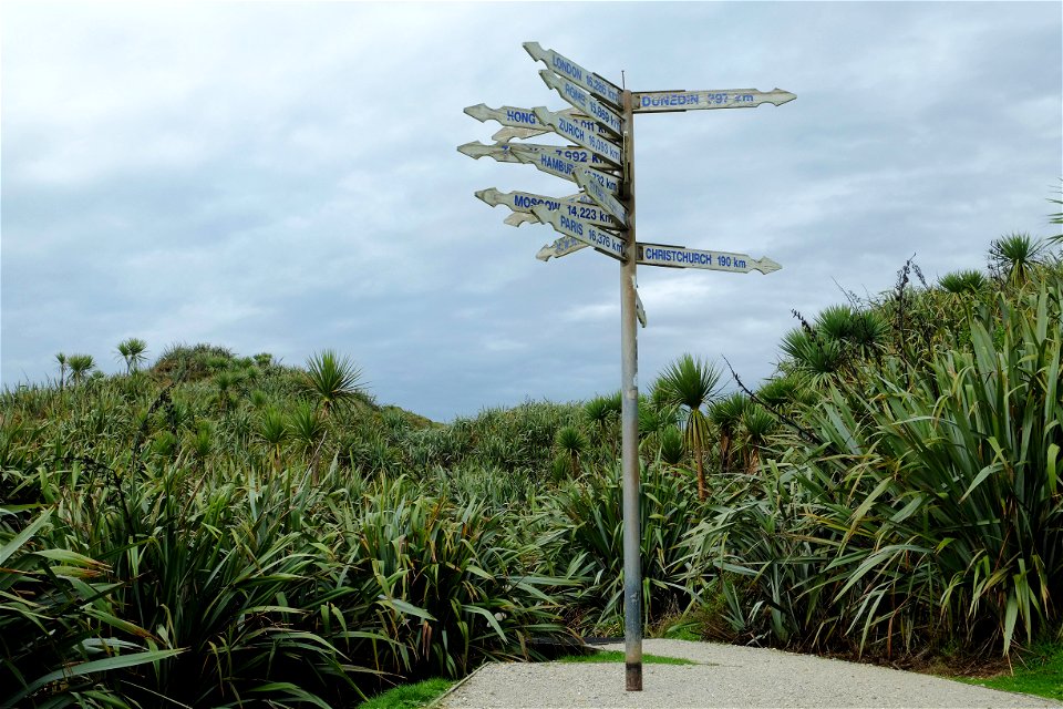 Finger post with direction signs near Cape Foulwind
