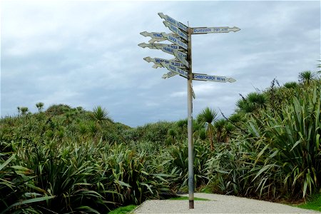 Finger post with direction signs near Cape Foulwind