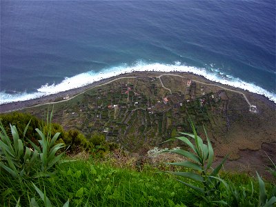 Lower station of the cableway by Achadas da Cruz - Madeira. Surrounding fields are known as Fajã da Quebrada Nova photo