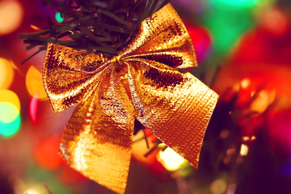 Christmas tree bokeh gold