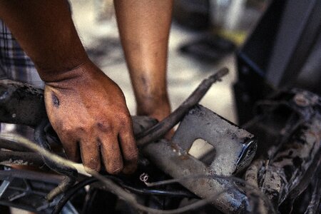 Dirty hands hard work mechanic