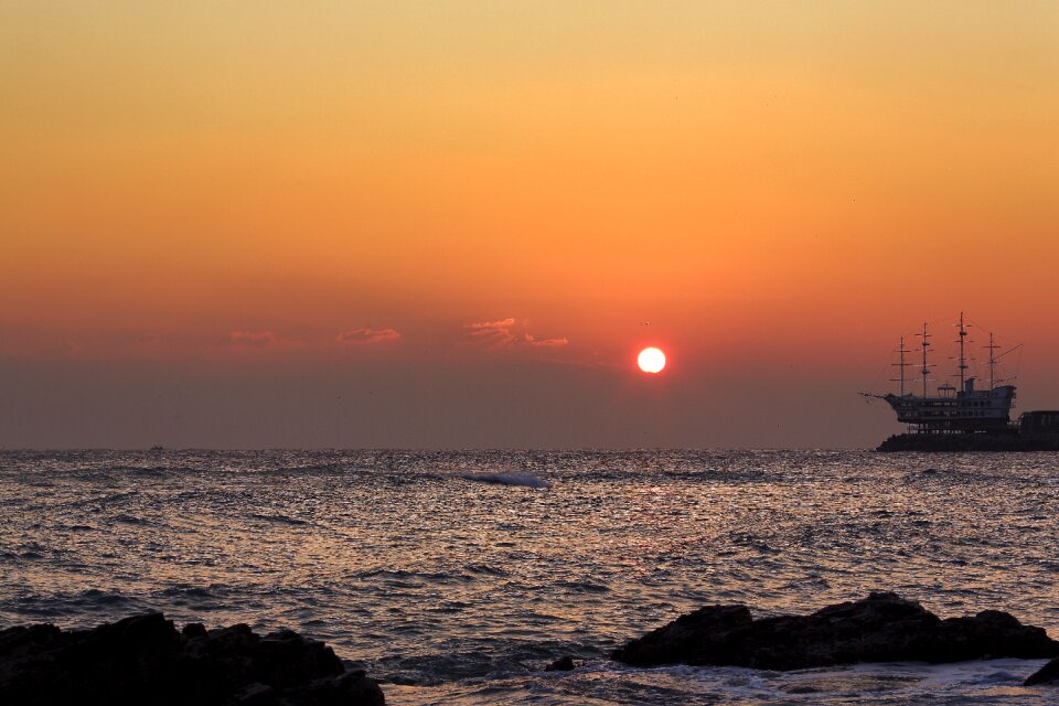 In the new year sea sunrise