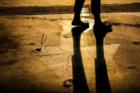 Footsteps shadows moody