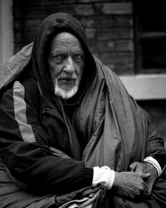 Homeless b w cold photo