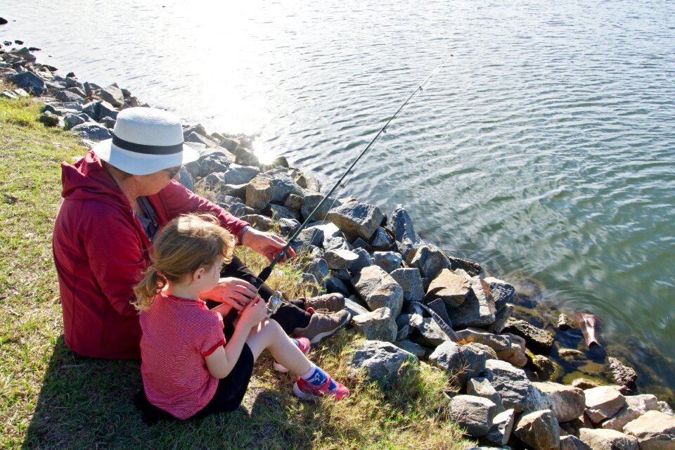 Fishing child adult