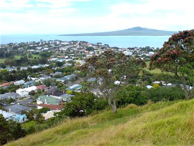 Vauxhall, a suburb of North Shore City, New Zealand. Looking north towards Rangitoto Island from Mount Victoria. photo