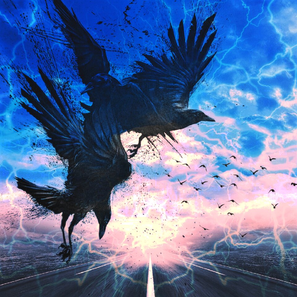 Landscape ravens storm