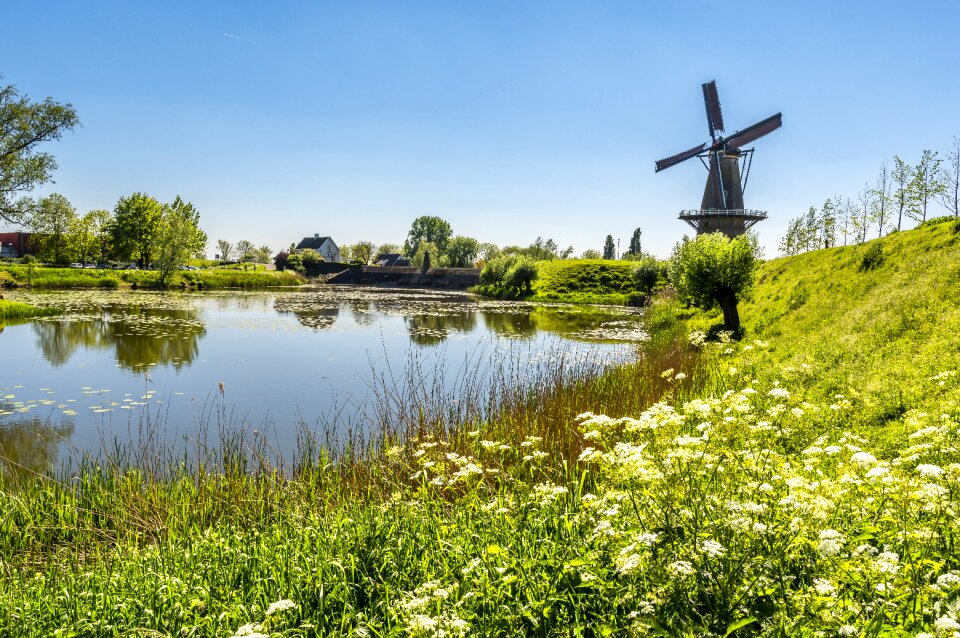 Landscape idyllic wind mill