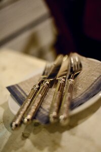 Silver cutlery table eat photo