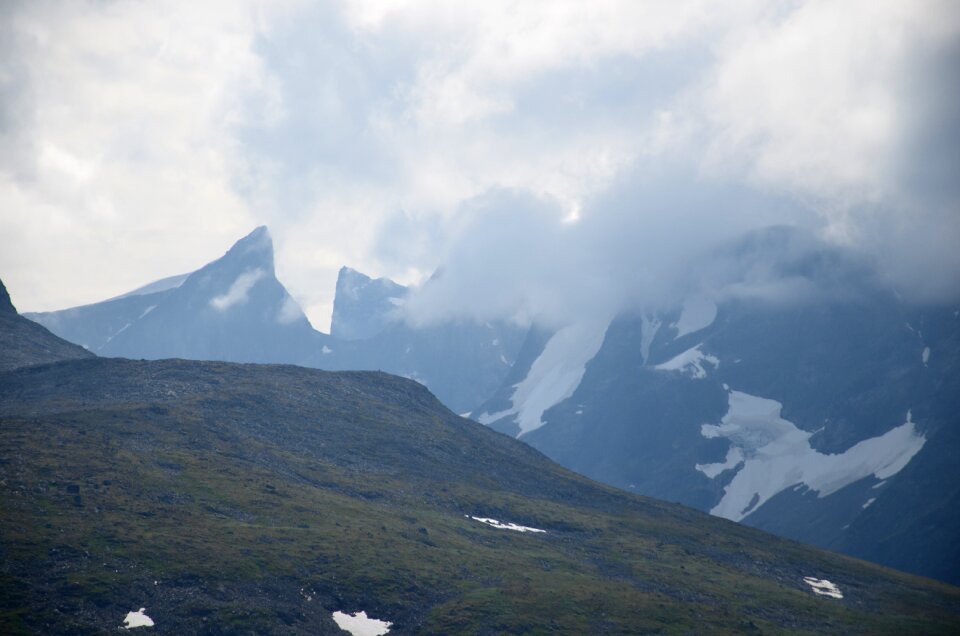 Mountains clouds snow