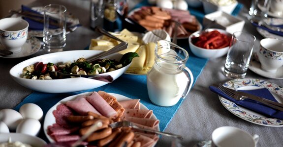 Covered food have breakfast
