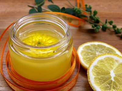 Lemon essential oils cream photo