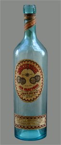 Empty bottle of Polish rowan-berry vodka made by Jan Muszynski factory in Lwów/Lviv before 1939 photo