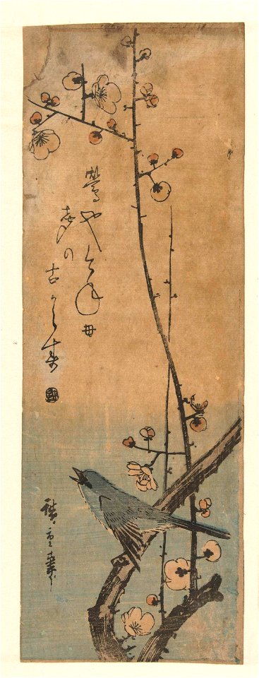 IdentificatieTitel(s): Japanse struikzanger op pruimentak, met haikuObjecttype: prent Objectnummer: RP-P-W-851Catalogusreferentie: Jap Cat IV 52VervaardigingVervaardiger: prentmaker: Hiroshige (I) , U