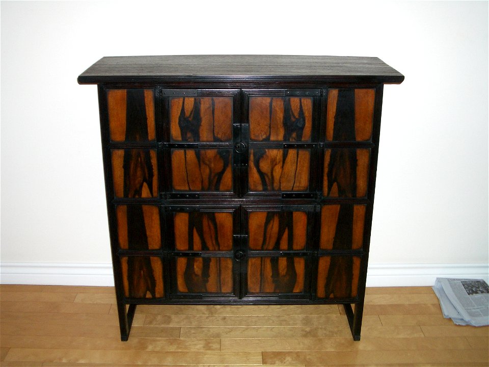 Korean chest with persimmon wood panels