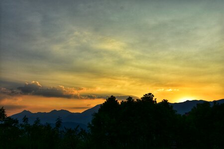 Tree mountain silhouette photo