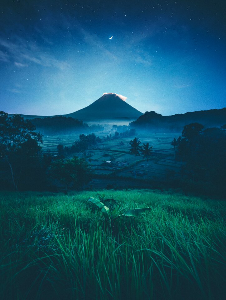 Night moon stars