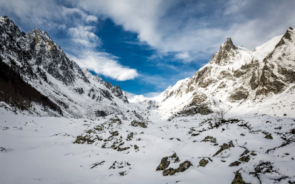 Mountain snow sky
