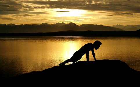 Mountain exercise man photo