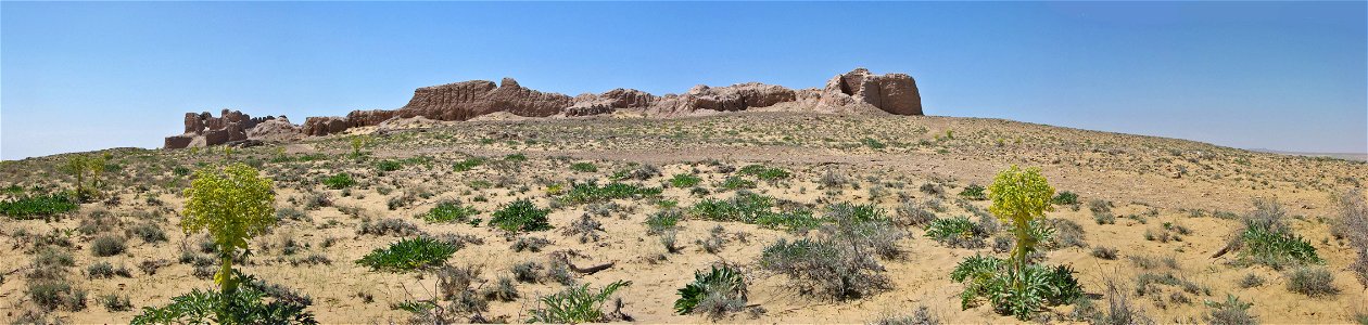 Fortress of Ayaz Kala 3 in the republic of Karakalpakstan and the Kyzyl Kum desert in Uzbekistan.