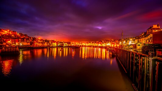 Blue hour dawn reflections photo