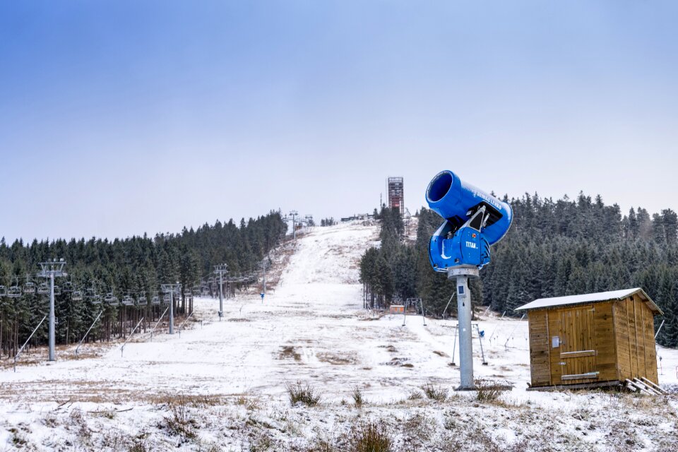 Snow cannon landscape sky