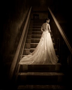 Beautiful bride stairs