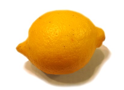A lemon on a white background.