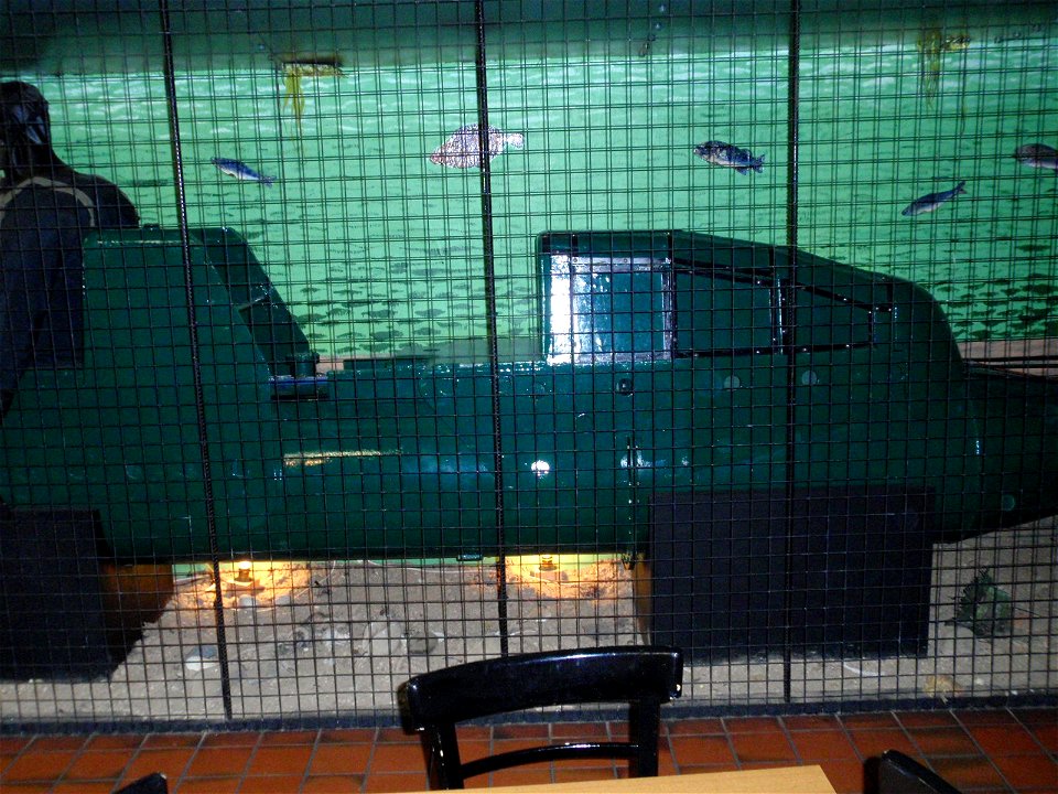 Photograph showing side view of rear of British  of World War II, at Eden Camp Museum, England