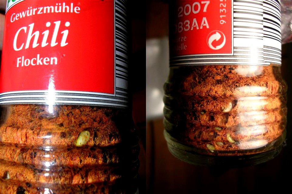 Chili powder infested with Stegobium paniceum (Bread beetle) grubs photo