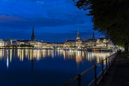 Alster evening jungfernstieg photo