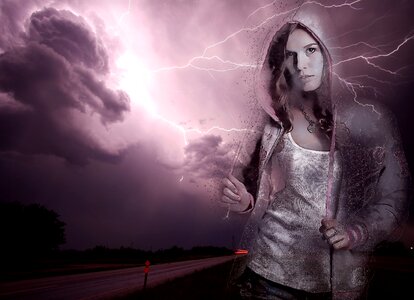 Casual clothing hooded jacket thunderstorm flashes
