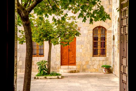 Courtyard paved wall