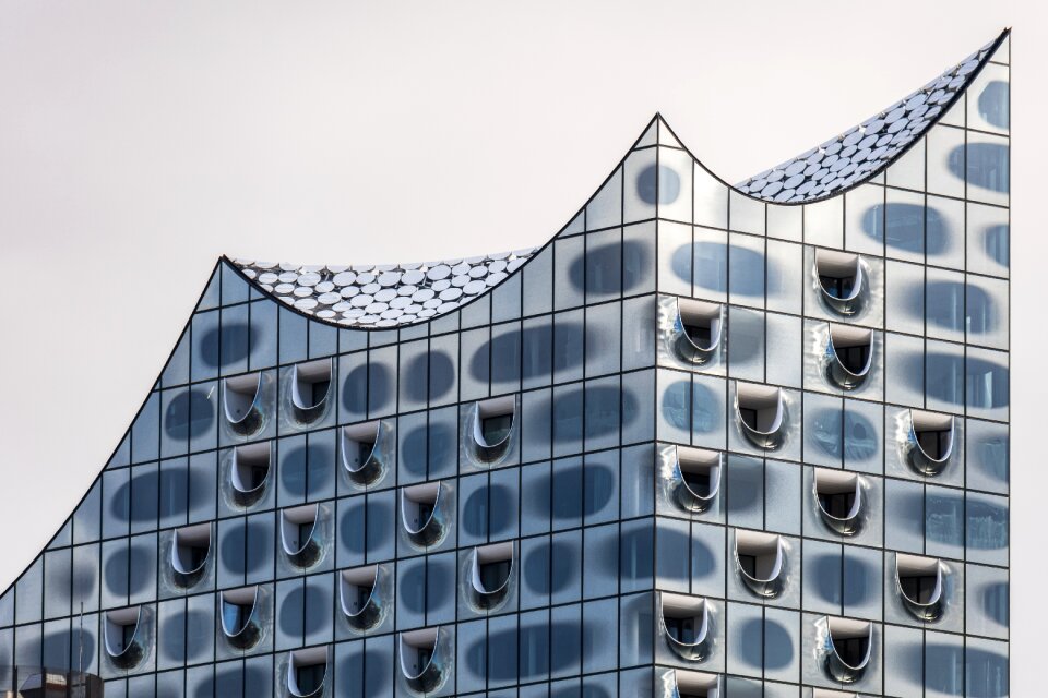 Concert hall futuristic glass facade