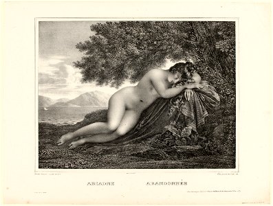 Jean-Baptiste Aubry-Lecomte, d'après Anne-Louis Girodet-Trioson (1767-1824). "Ariane abandonnée". Gravure. Paris, musée Carnavalet.
