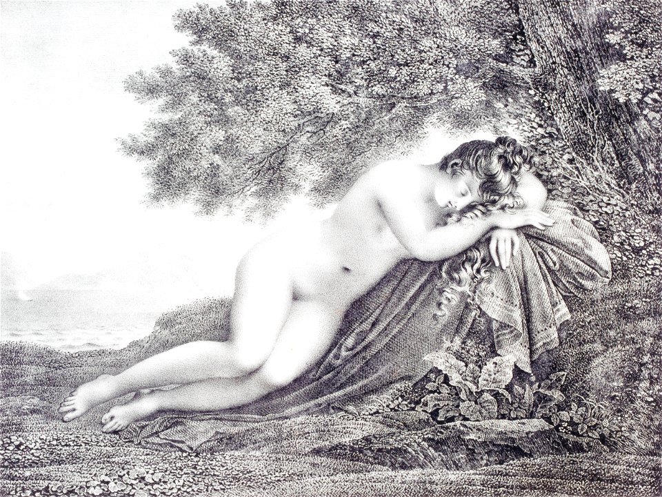 Jean-Baptiste Aubry-Lecomte, d'après Anne-Louis Girodet-Trioson (1767-1824). "Ariane abandonnée". Gravure. Paris, musée Carnavalet.