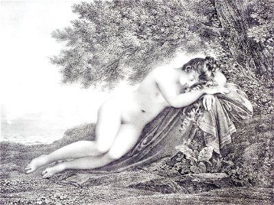 Jean-Baptiste Aubry-Lecomte, d'après Anne-Louis Girodet-Trioson (1767-1824). "Ariane abandonnée". Gravure. Paris, musée Carnavalet.
