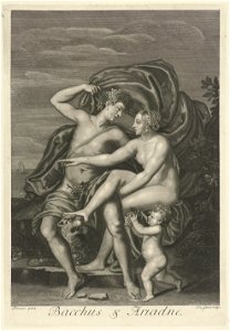 IdentificatieTitel(s): Bacchus en Ariadne (titel op object)Mythologische liefdesverhalen (serietitel)Objecttype: prent Objectnummer: RP-P-OB-55.659XCatalogusreferentie: Wurzbach 1Opschriften / Merken: photo