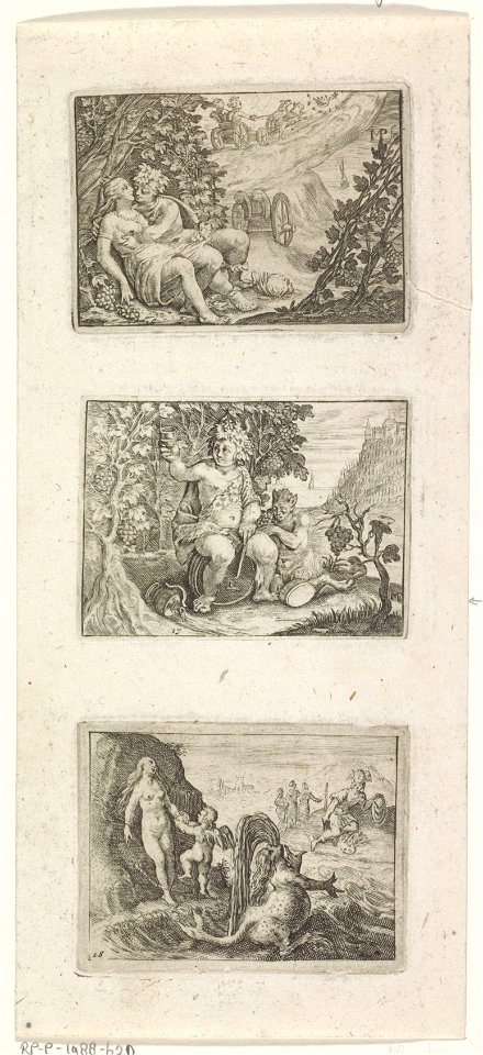 IdentificatieTitel(s): Bacchus en Ariadne / Bacchus heft zijn glas / Perseus en AndromedaMythologische en allegorische voorstellingen (serietitel)Objecttype: prent Serienummer: 16-18/?Objectnummer: RP
