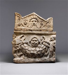 Roman; Sarcophagus, garland; Stone Sculpture